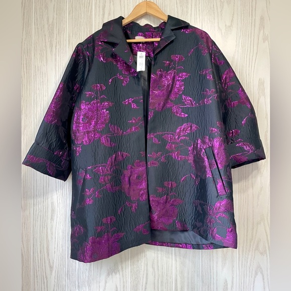 CHICO’S Women’s Floral Jacquard Jacket / Topper Size 3/XL - Picture 3 of 5